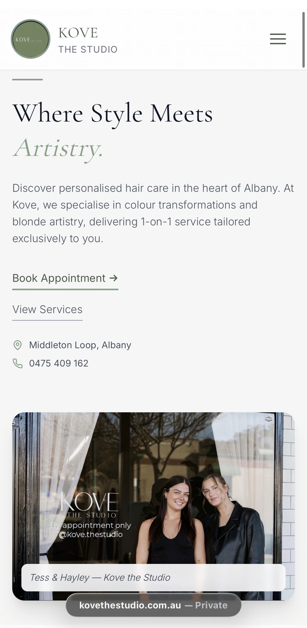 Kove Hairdressing mobile preview